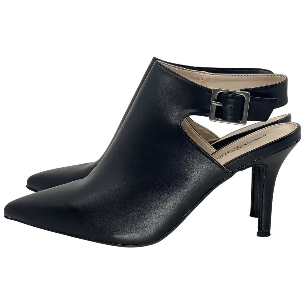 Seven Dials Sherly Black Pointed Toe Slingback Bootie Heels Women’s 7.5